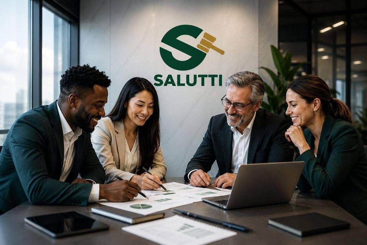 Equipe da Salutti Empresarial analisando dados de licitações